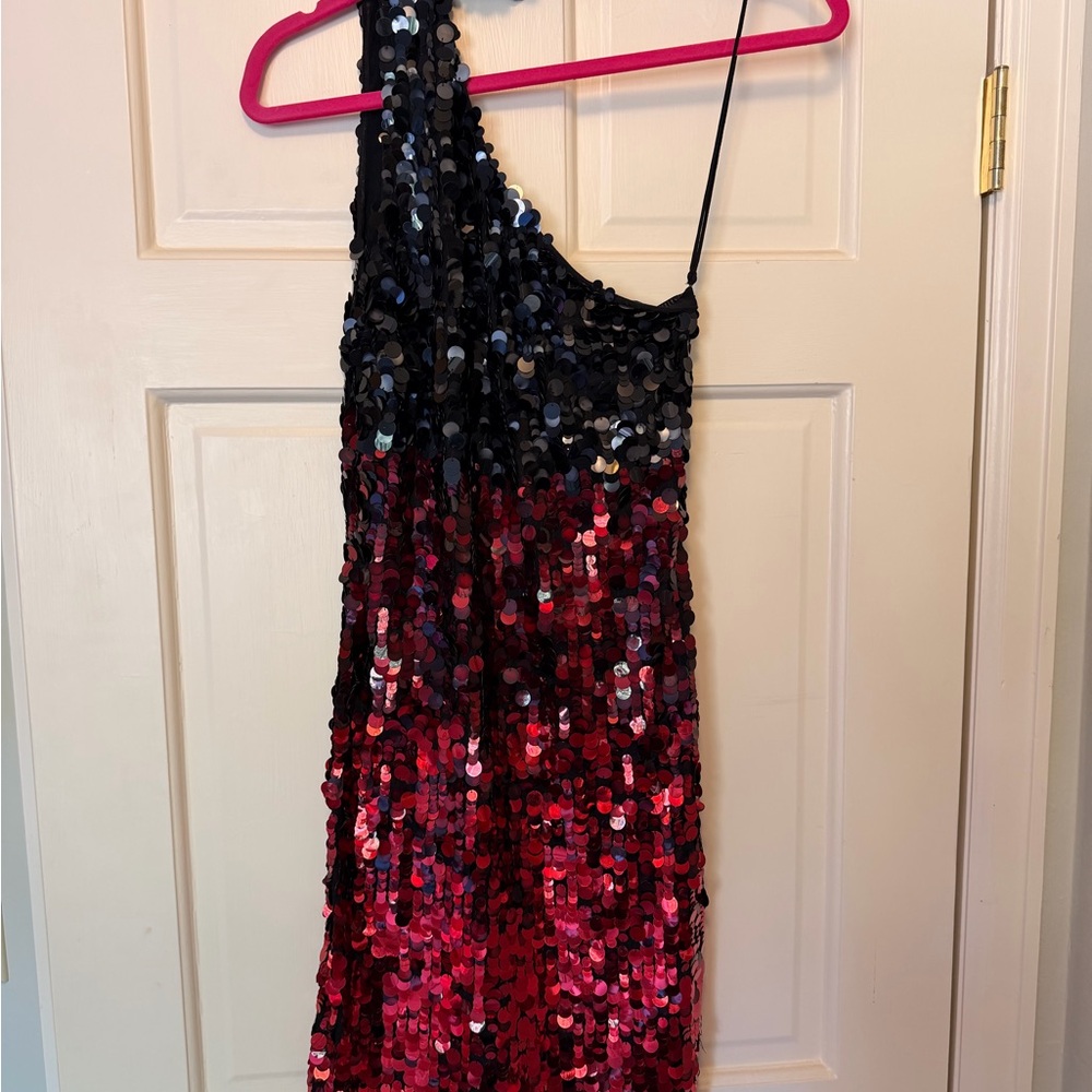 Alice + Olivia Black and Red Sequin Dress